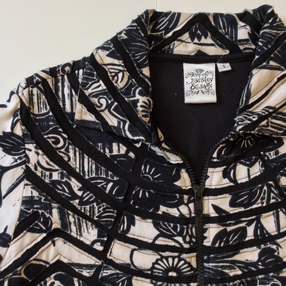 Parsley & Sage Black & Ivory Print Full Zip Jacket With Stretch S - Picture 5 of 11